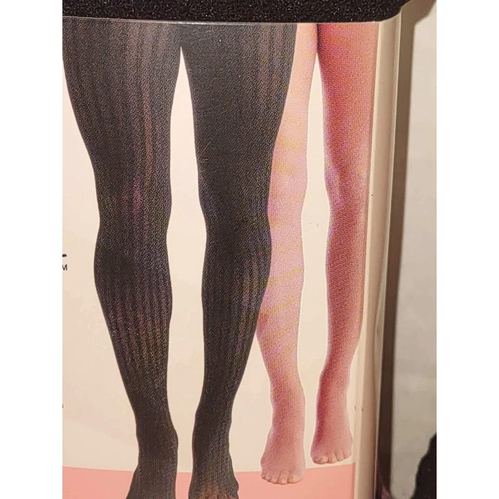 Secret Treasures 2 Pair Pack Cable & Opaque Tights Black Mauve Pink Small S